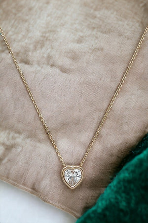 Faceted Gem Heart Pendant Necklace