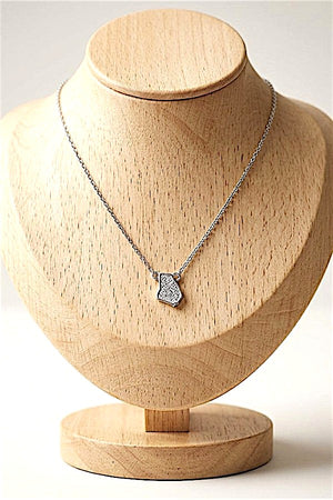 GA STATE CZ STONE PAVE PENDANT NECKLACE