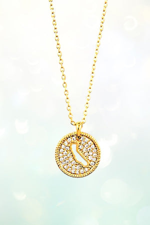 CA STATE CUT OUT CZ STONE PAVE COIN PENDANT NECKLACE