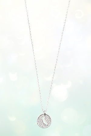 CA STATE CUT OUT CZ STONE PAVE COIN PENDANT NECKLACE