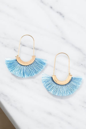 OBLONG TASSEL FAN EARRING