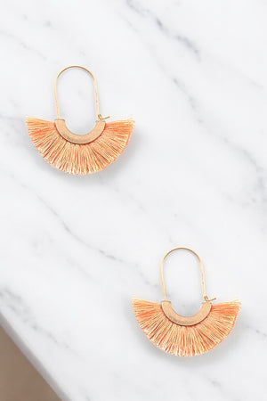 OBLONG TASSEL FAN EARRING