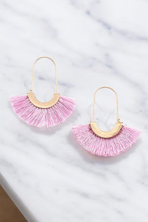 OBLONG TASSEL FAN EARRING