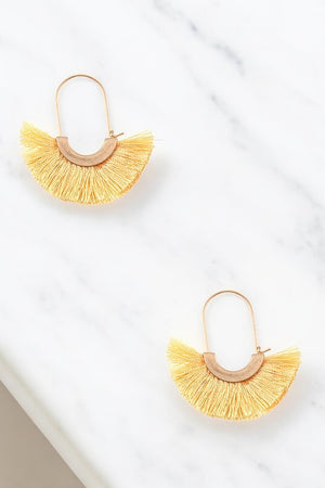 OBLONG TASSEL FAN EARRING