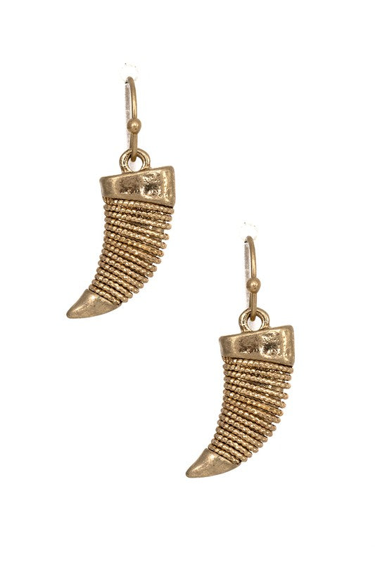 WRAPPED HORN ACCENT DROP EARRING