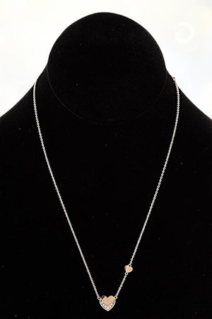 DOUBLE HEART STATION PENDANT NECKLACE
