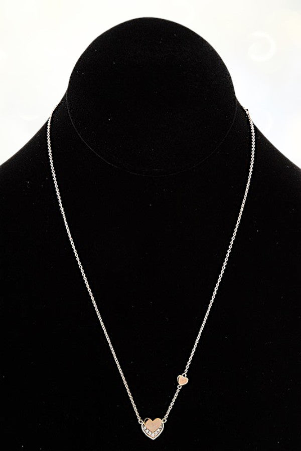 DOUBLE HEART STATION PENDANT NECKLACE
