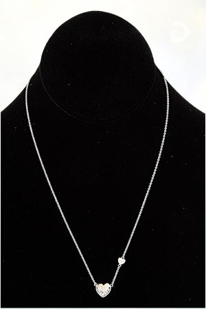 DOUBLE HEART STATION PENDANT NECKLACE