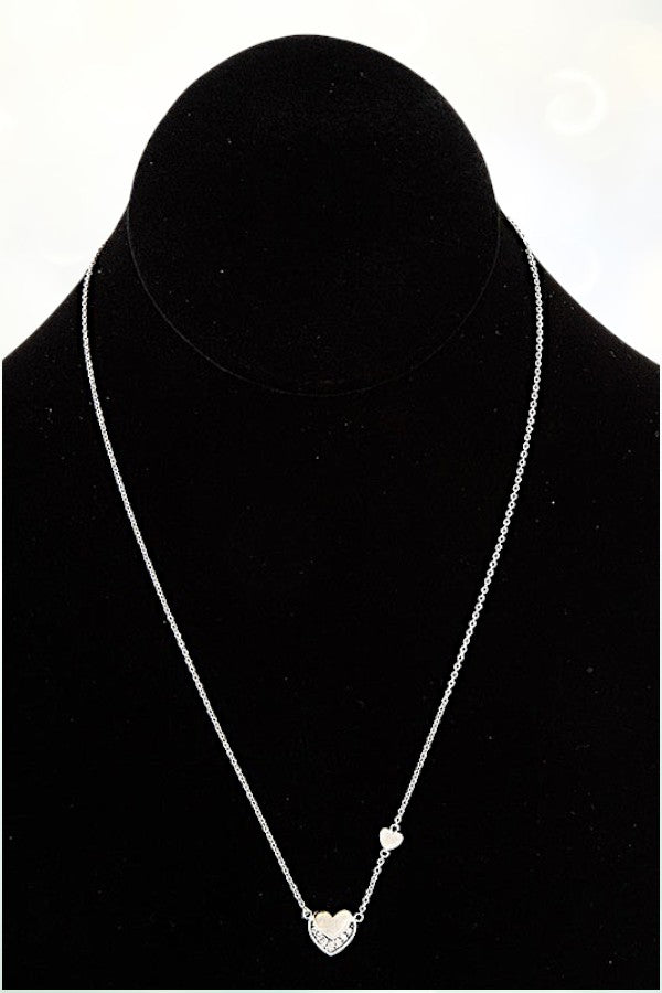 DOUBLE HEART STATION PENDANT NECKLACE
