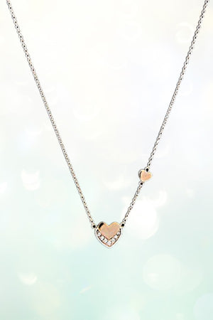 DOUBLE HEART STATION PENDANT NECKLACE
