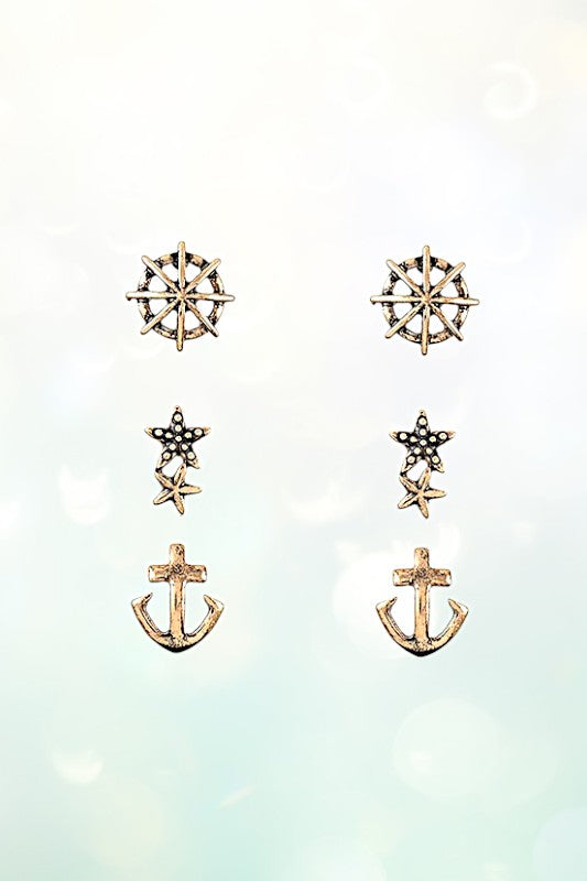 ANCHOR MIX STUD EARRING SET