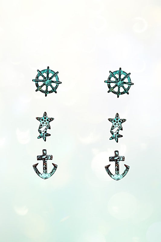 ANCHOR MIX STUD EARRING SET