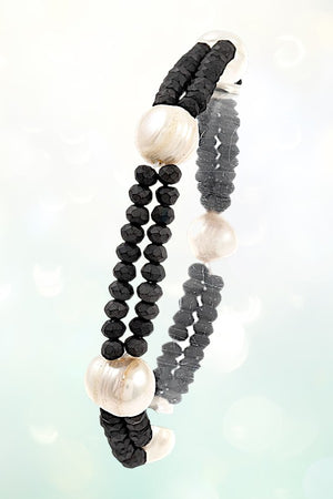 GLASS BEAD FRESHWATER PEARL ACCENT BRACELET