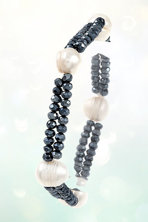 GLASS BEAD FRESHWATER PEARL ACCENT BRACELET