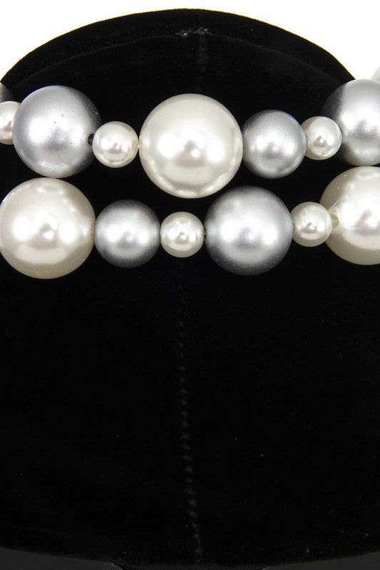 ELONGATED FAUX PEARL NECKLACE SET