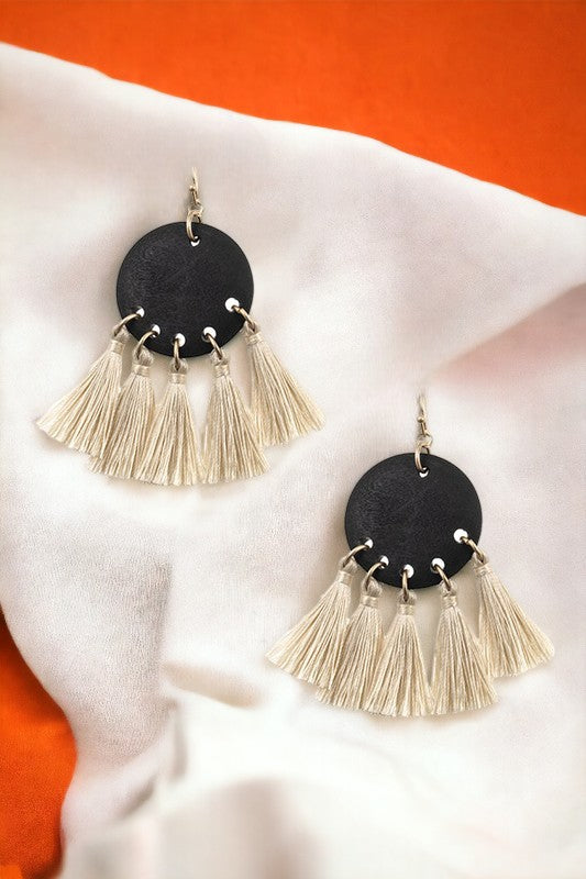 Multi Tassel Disk Link Drop Earring