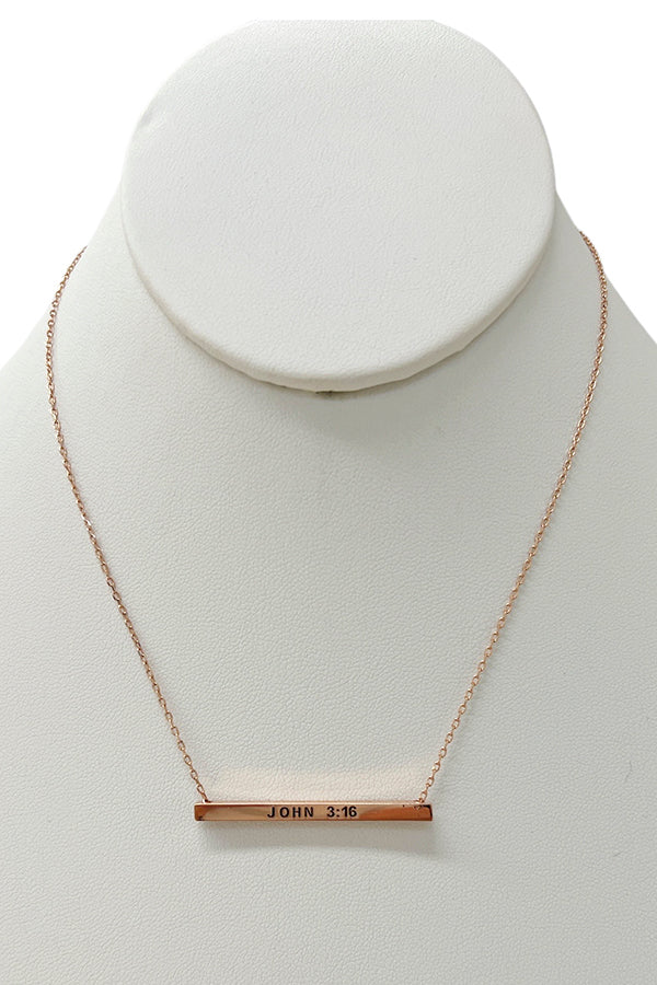 JOHN 3 16 Bar Pendant Necklace