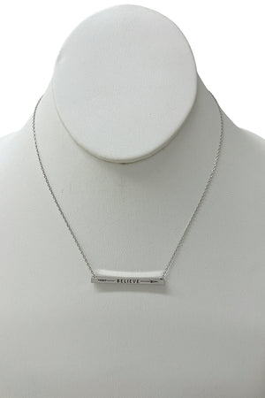 Arrow Believe Bar Pendant Necklace