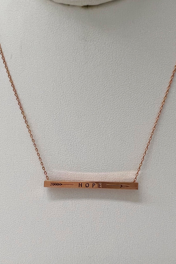 Arrow Hope Bar Pendant Necklace