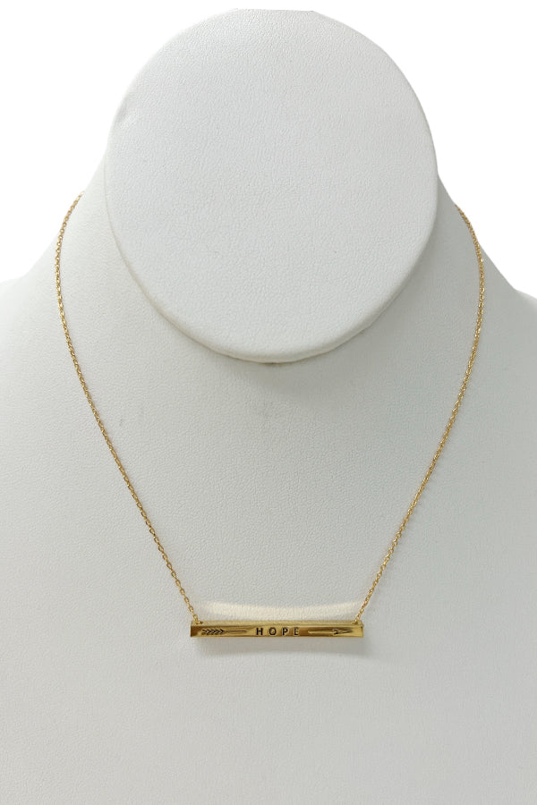 Arrow Hope Bar Pendant Necklace