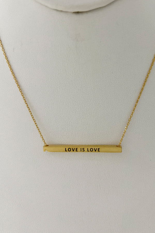 Love Is Love Bar Pendant Necklace