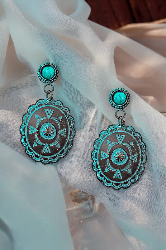 FLORAL ETCHED DANGLE EARRING