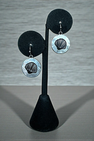 SHELL ETCHED COIN DROP EARRING