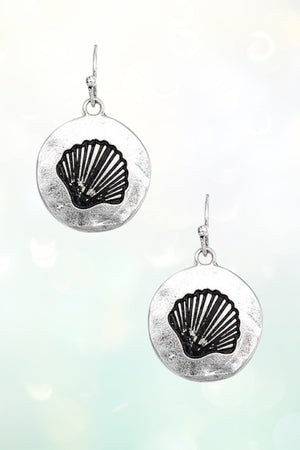SHELL ETCHED COIN DROP EARRING