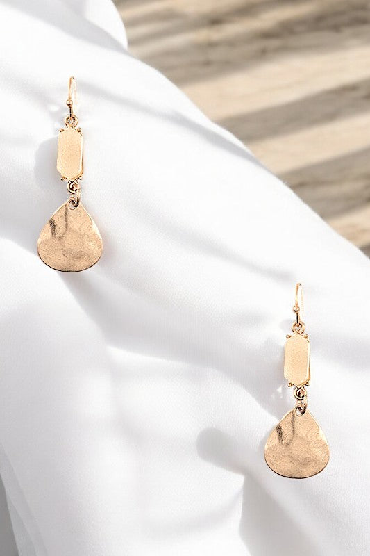 HAMMERED  TEARDROP DANGLE EARRING