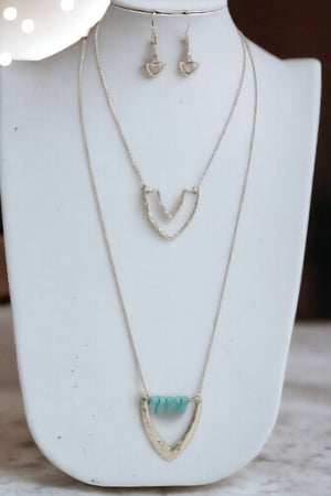 Layered Arrowhead Long Necklace Set