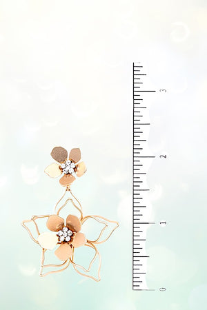 FLORAL POST OUTLINED FLOWER DANGLE EARRING