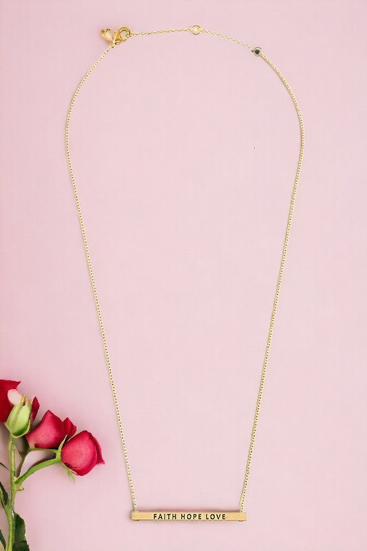 Faith Hope Love Bar Pendant Necklace