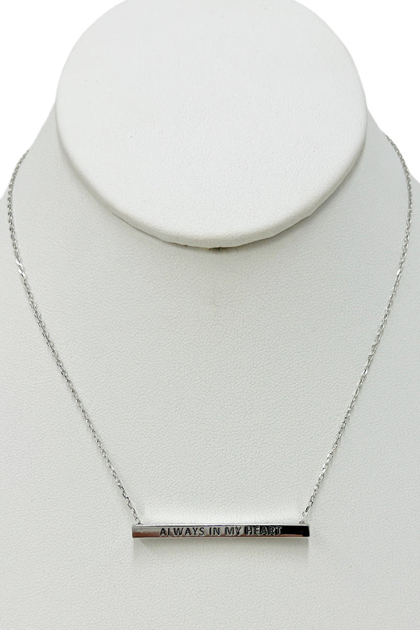 Always In My Heart Bar Pendant Necklace