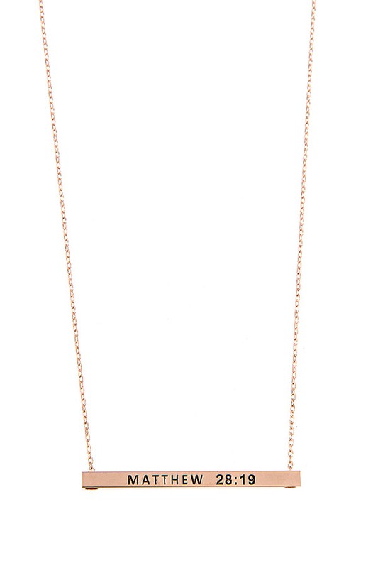 Matthew 28 19 Bar Pendant Necklace