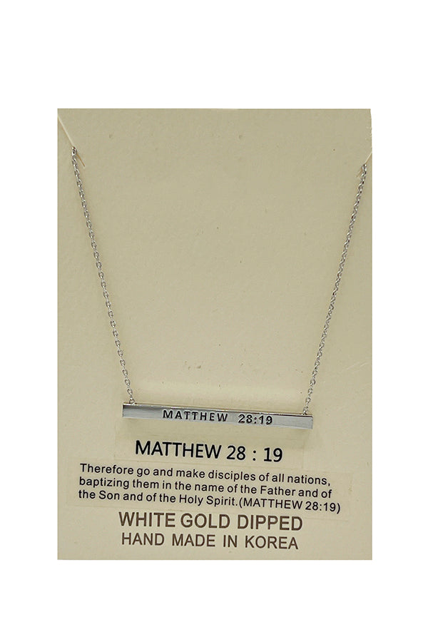 Matthew 28 19 Bar Pendant Necklace