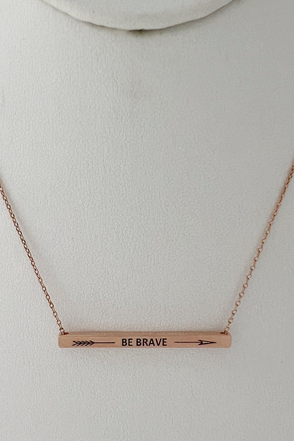 Arrow Be Brave Bar Pendant Necklace