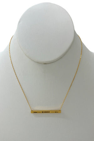 Arrow Be Brave Bar Pendant Necklace