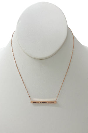 Arrow Be Brave Bar Pendant Necklace