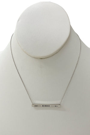 Arrow Be Brave Bar Pendant Necklace