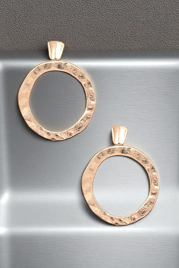 HAMMERED CIRCLE  DROP EARRING