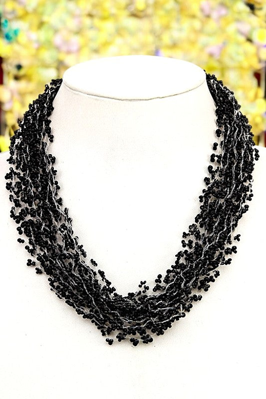 CLUSTER BEAD CHUNKY COLLAR NECKLACE