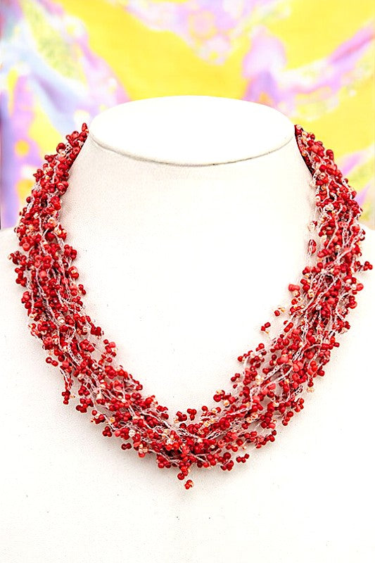 CLUSTER BEAD CHUNKY COLLAR NECKLACE