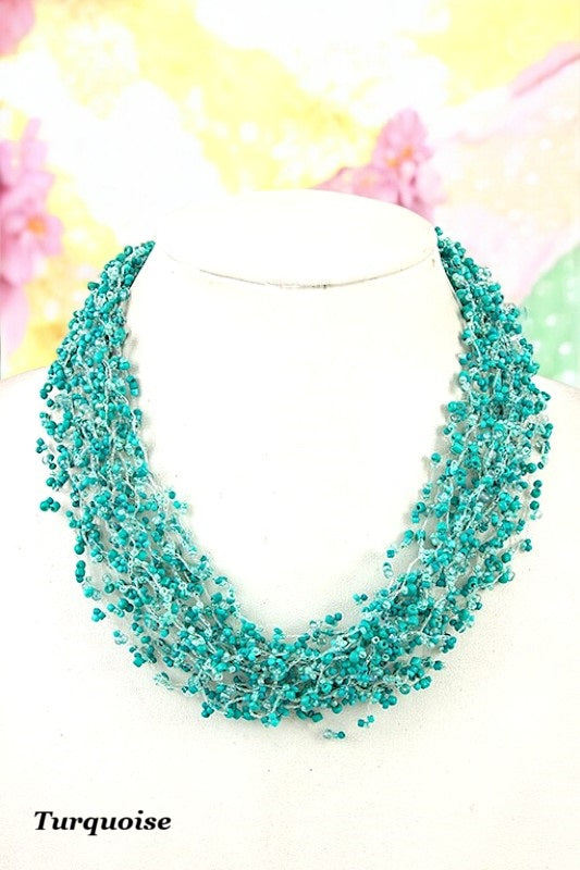 CLUSTER BEAD CHUNKY COLLAR NECKLACE