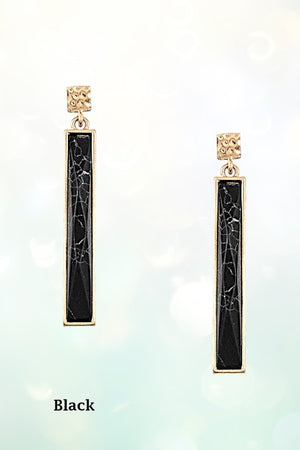 FACETED LONG BAR GEMSTONE DANGLE EARRING