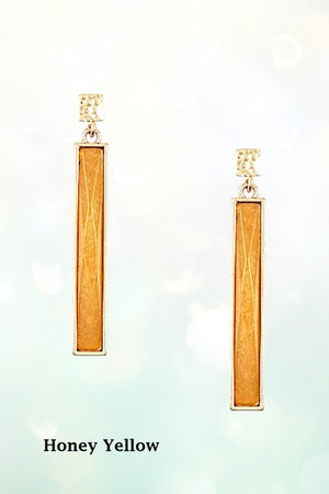 FACETED LONG BAR GEMSTONE DANGLE EARRING