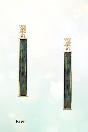 FACETED LONG BAR GEMSTONE DANGLE EARRING