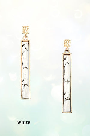 FACETED LONG BAR GEMSTONE DANGLE EARRING