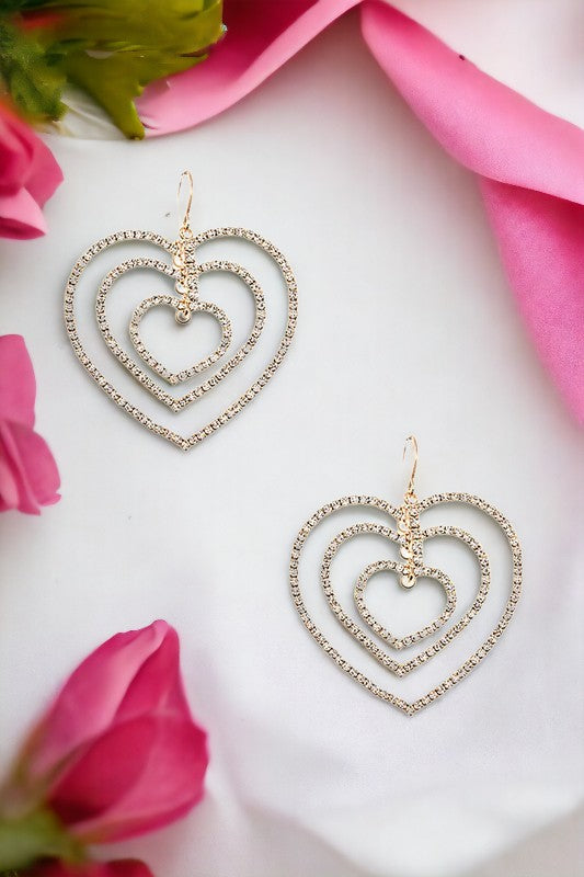 Multi Link Heart Dangle Earring