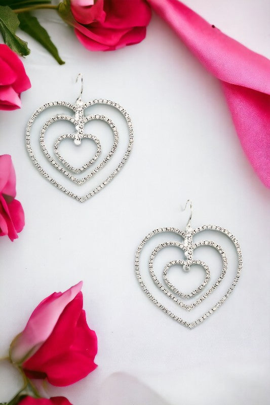 Multi Link Heart Dangle Earring