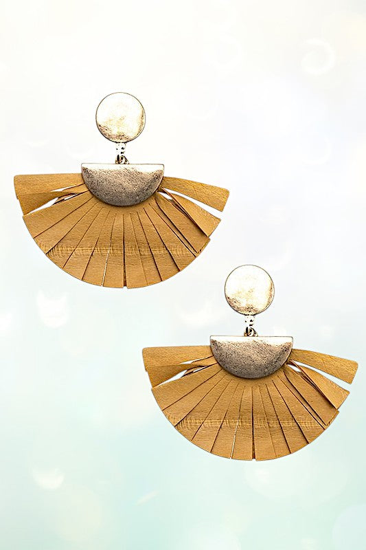 GENUINE LEATHER FRINGE DANGLE EARRING
